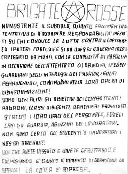 Lettera BR all’Ansa